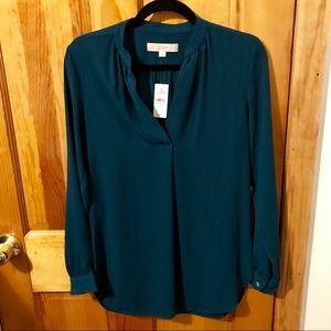 LOFT Long Sleeve Teal Blouse with Tags